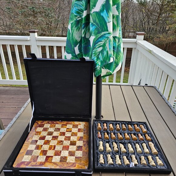 Marble chess set with storage stone chess set handmade chess 12 in chess board - Picture 13 of 15